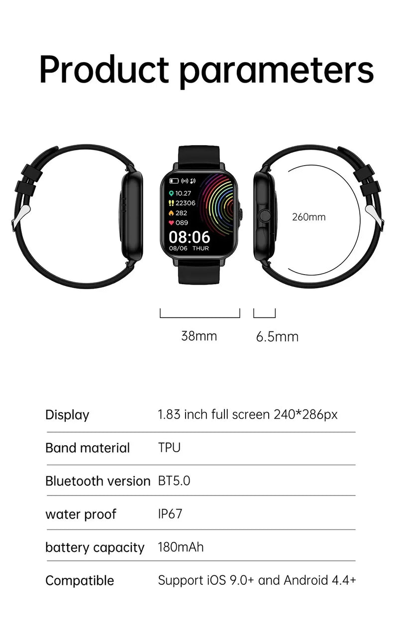 Novo Smarthwatch Inteligente HD Unissex Botão Selecionador Rotativo